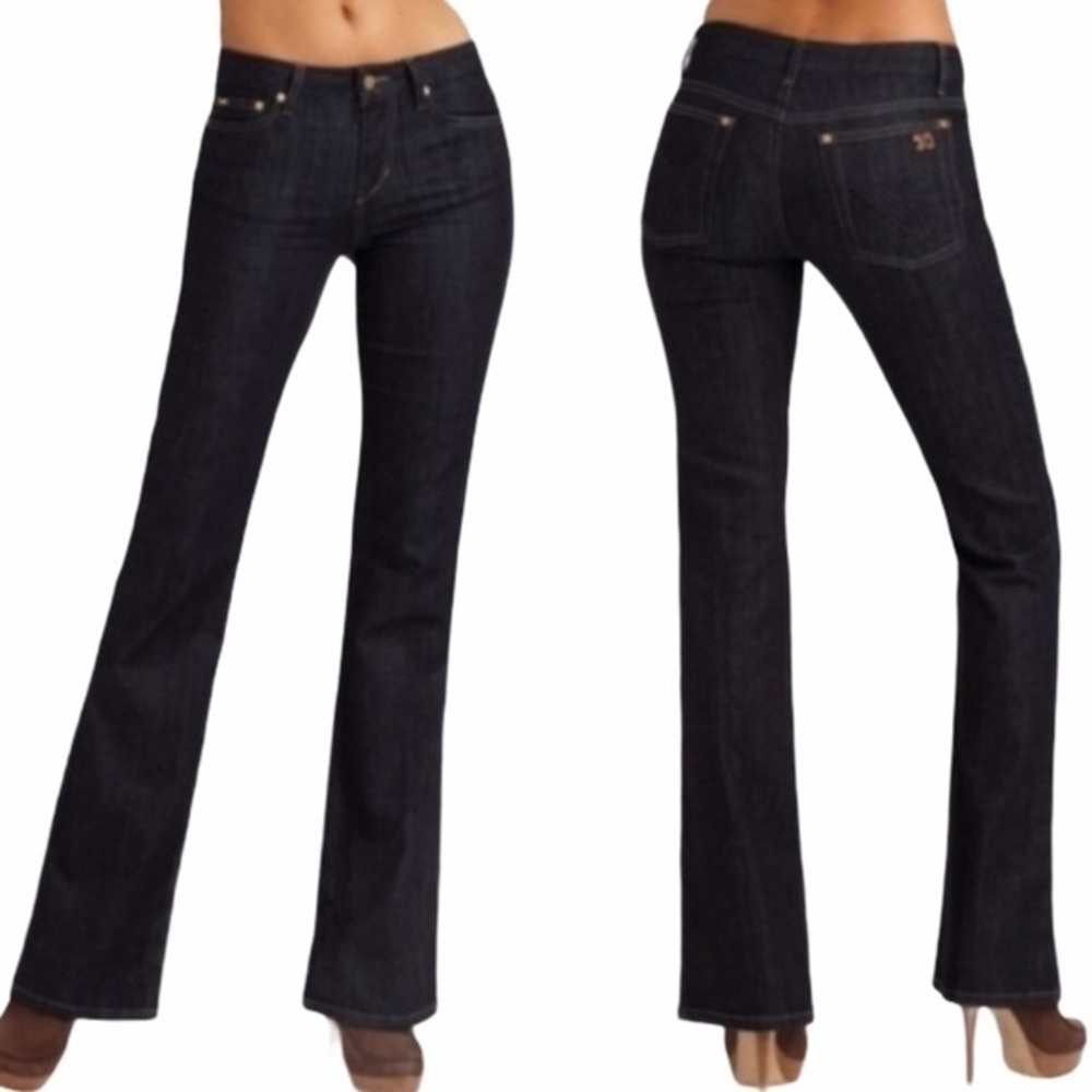 Joe’s Jeans 25 dark blue mid-rise flare leg jeans